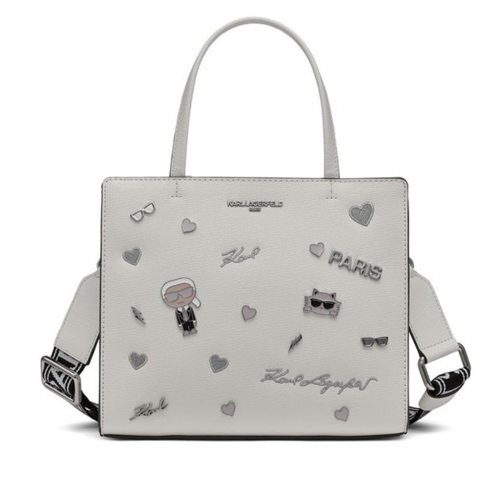 Karl Lagerfeld Maybelle Carl Pins White Satchel
